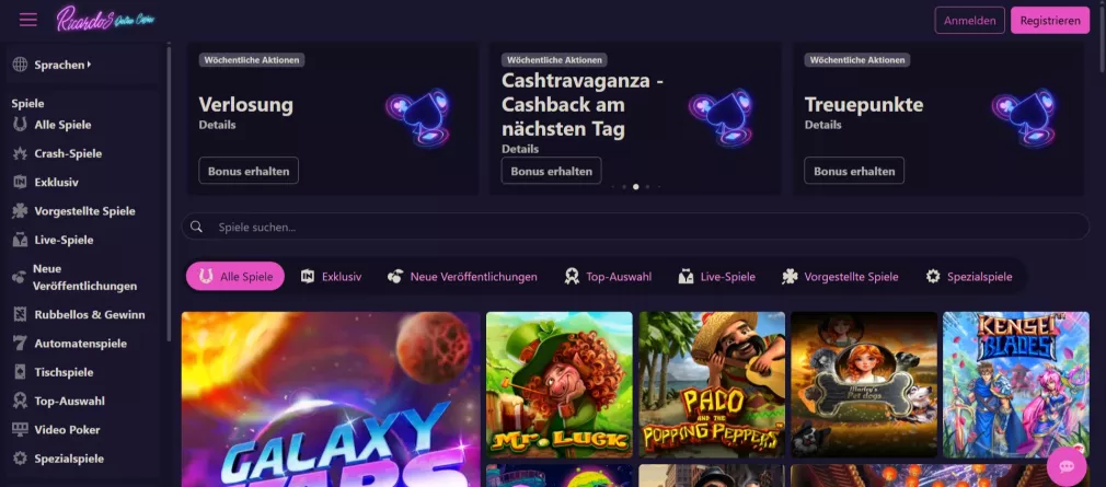 Ricardos Casino – 400% Einzahlungsbonus und 100% Cashback-Versicherung sichern